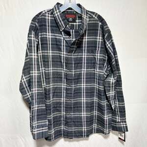 NWT Architect Men's Plaid Button-Down Shirt, Charcoal Grey/White Size XL